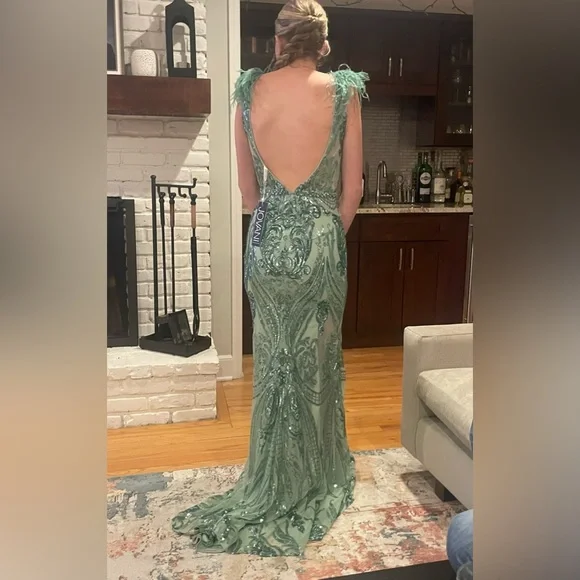green emerald velvet dress Jovani 42199 | Jovani Dresses main image 0